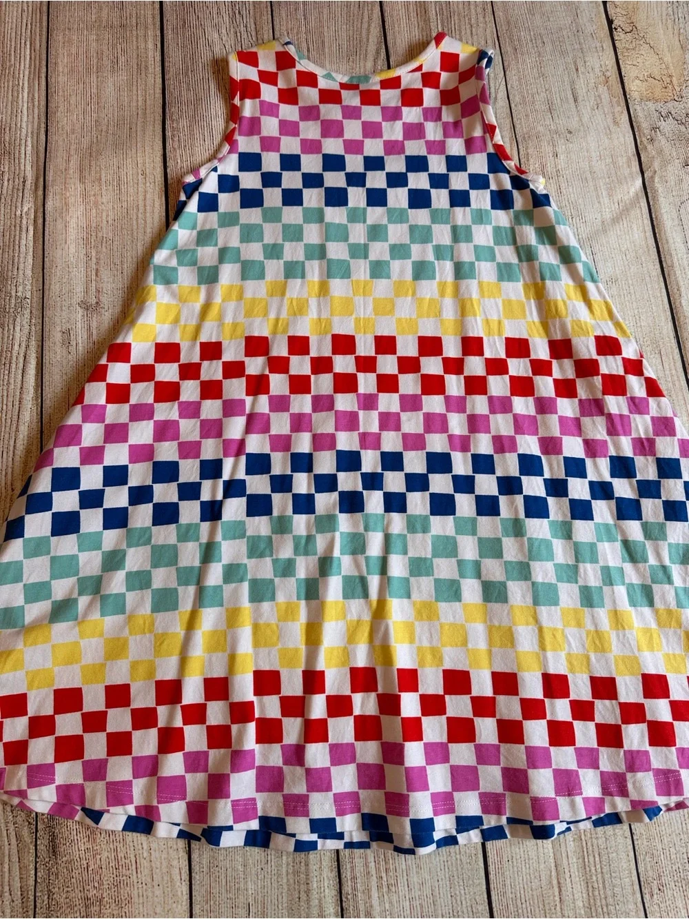 Hanna Andersson Girls 8 Rainbow Checkerboard Swing Dress